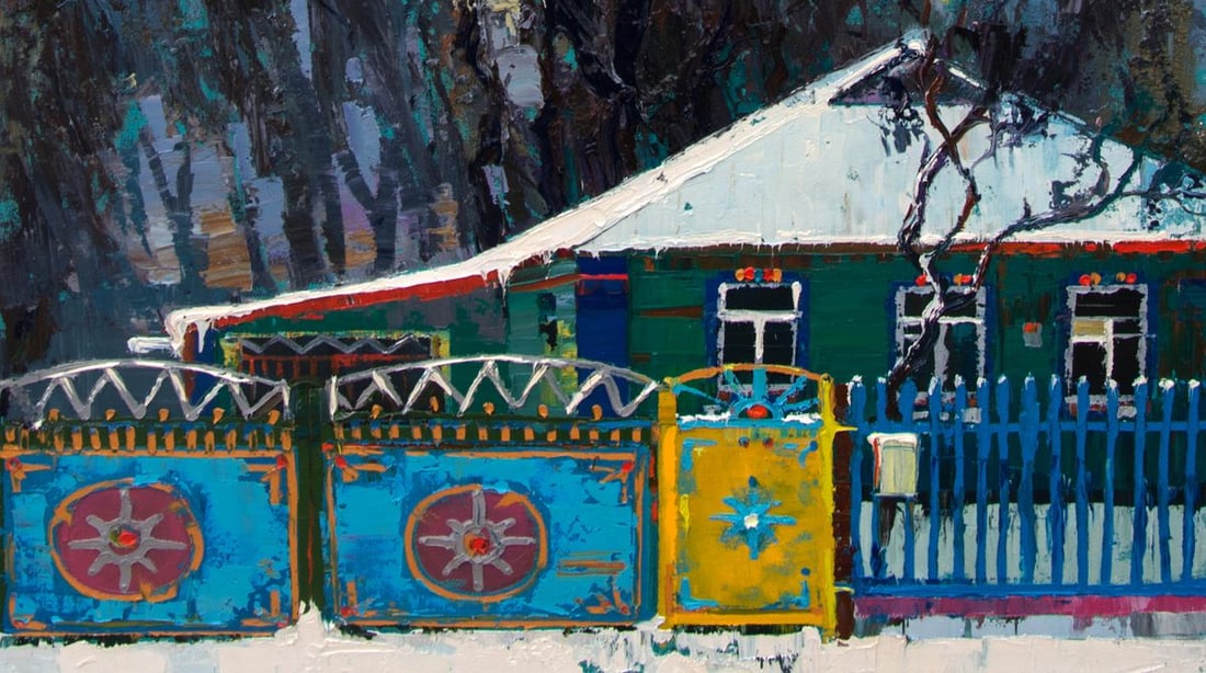 Oil painting Snow covered gates Natalia Korf-Ivaniuk - 6