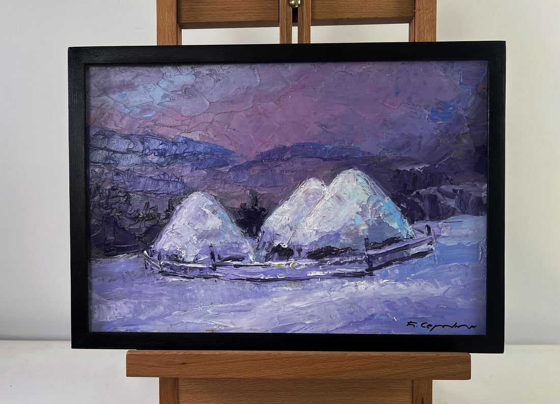 Oil painting The silence of the fields after work Boris Serdyuk: Title: Oil painting The silence of the fields after work Boris Serdyuk Description: NoAAA5437The Oil painting on Cardboard titled "The silence of the fields after work" captures a tranquil and contemp