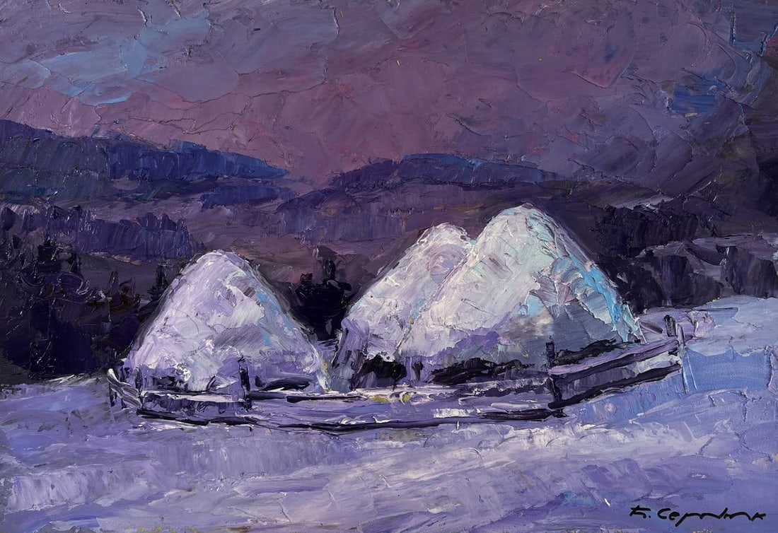 Oil painting The silence of the fields after work Boris Serdyuk - 3