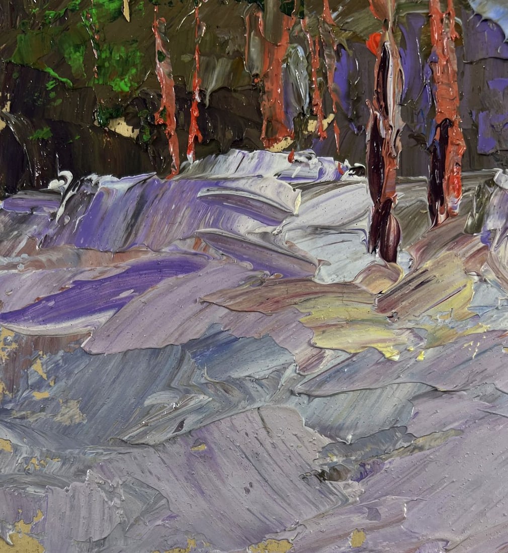 Oil painting Winter road through quiet forests Boris Serdyuk - 7