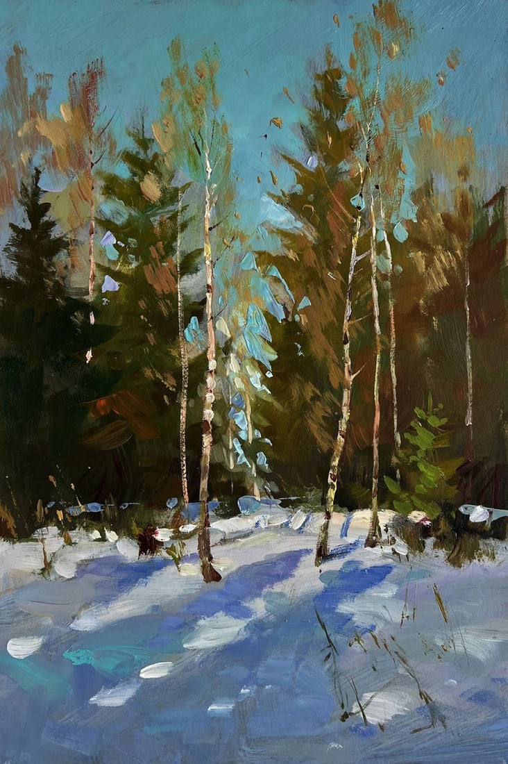 Oil painting Sunny winter forest Yuriy Suprunchuk - 3