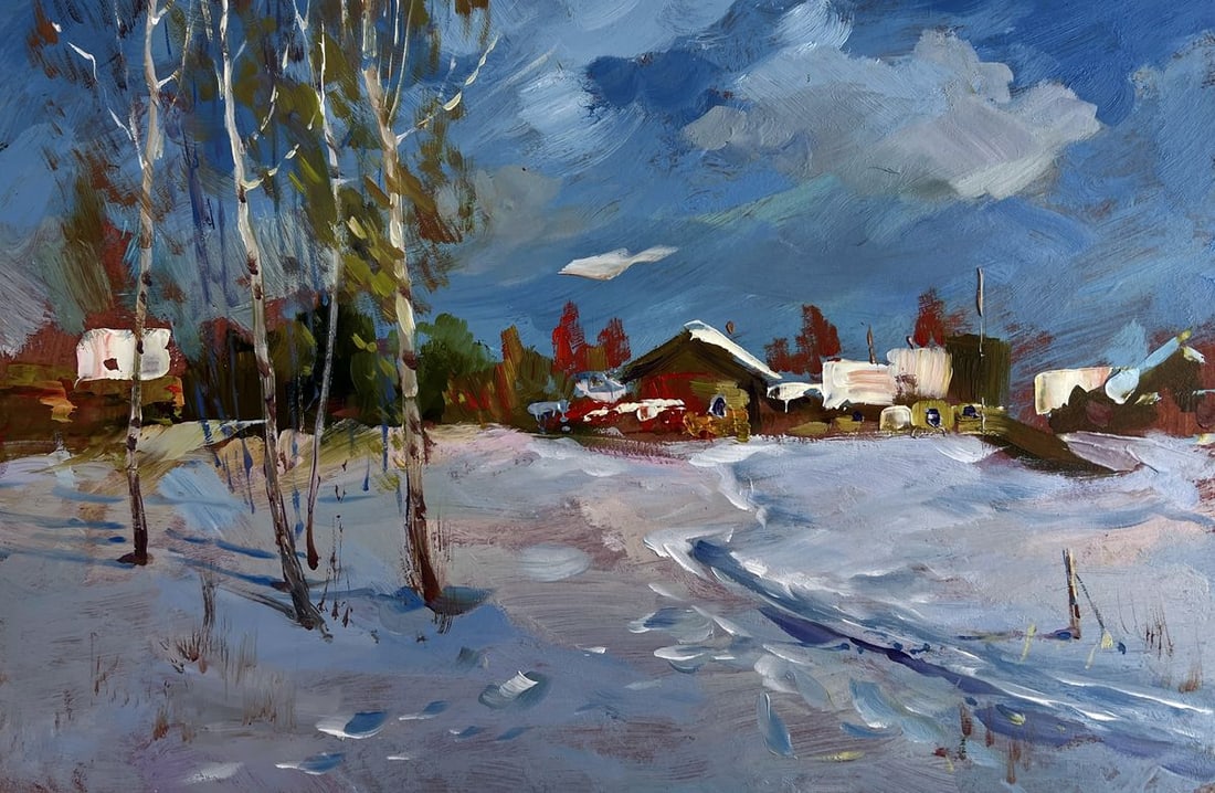 Oil painting Winter path leading home Yuriy Suprunchuk - 3