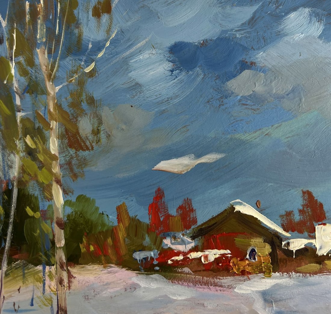 Oil painting Winter path leading home Yuriy Suprunchuk - 5
