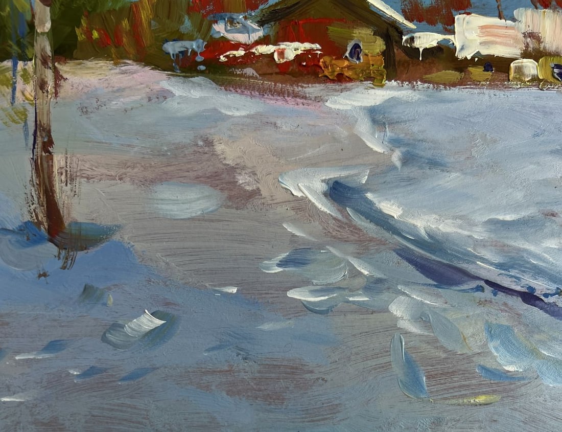Oil painting Winter path leading home Yuriy Suprunchuk - 8