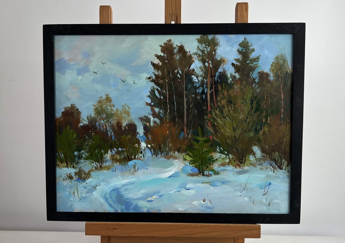 Oil painting Path in the winter forest Yuriy Suprunchuk (1 of 10)