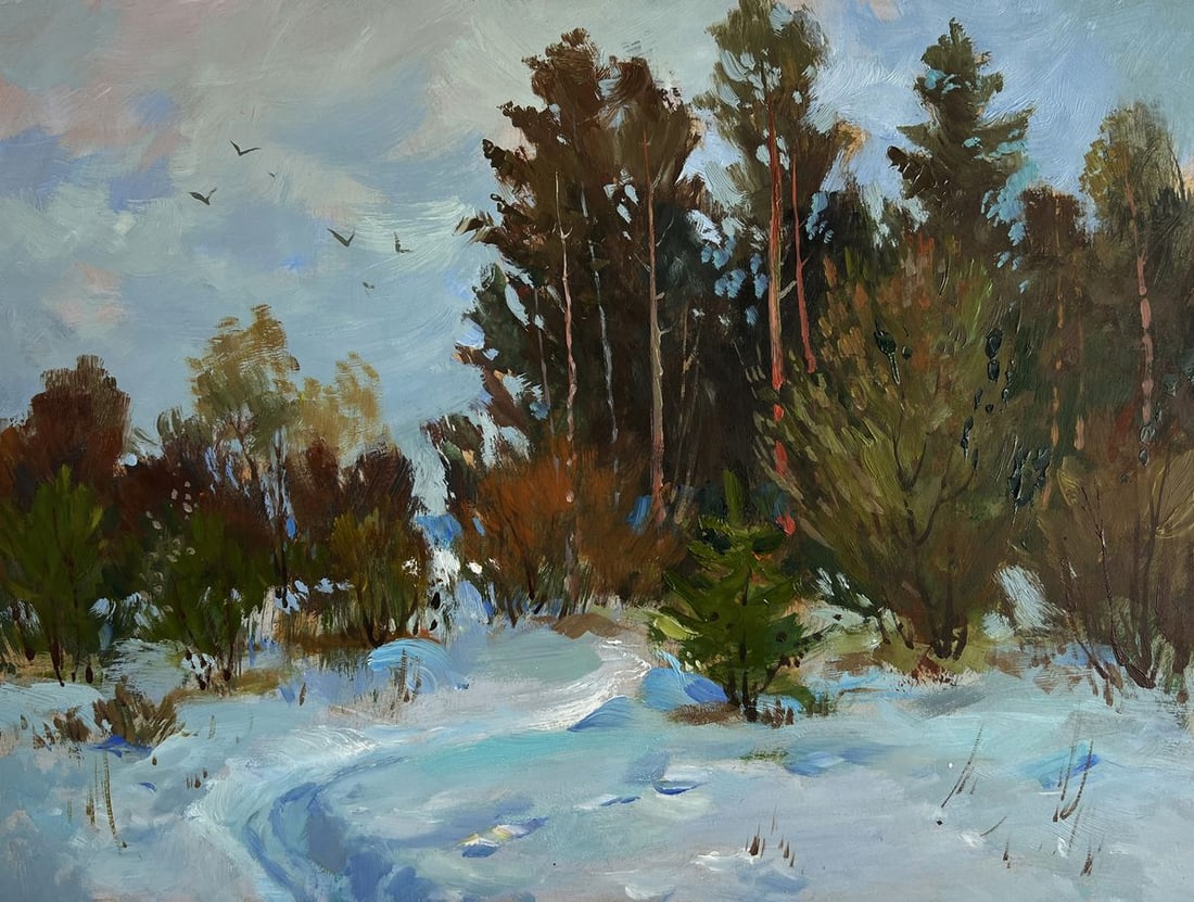 Oil painting Path in the winter forest Yuriy Suprunchuk - 3