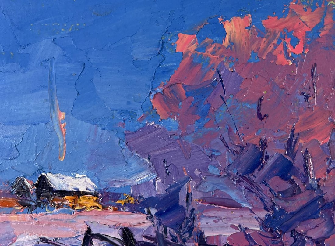 Oil painting Silence among the snow and trees Boris Serdyuk - 4