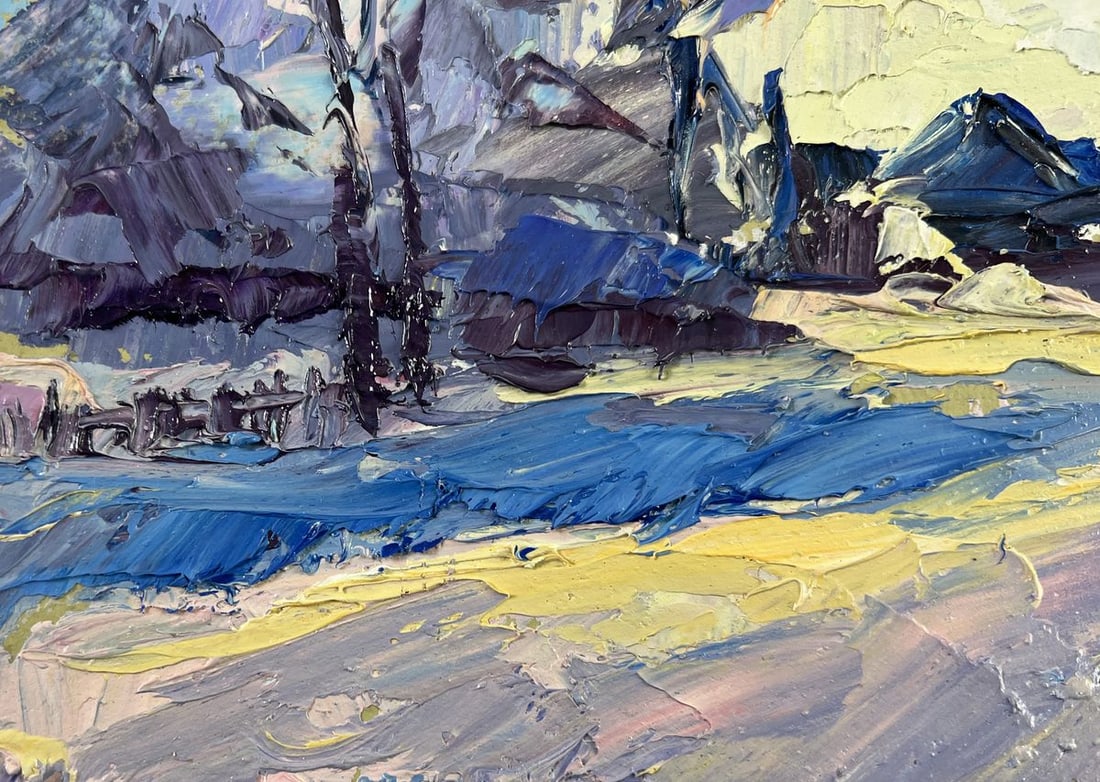 Oil painting Winter silence between trees and houses Boris Serdyuk - 6