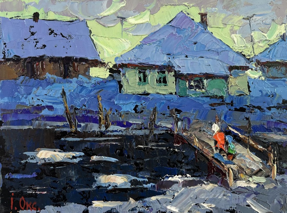 Oil painting The evening light of the native house Oksana Kalenyuk - 3