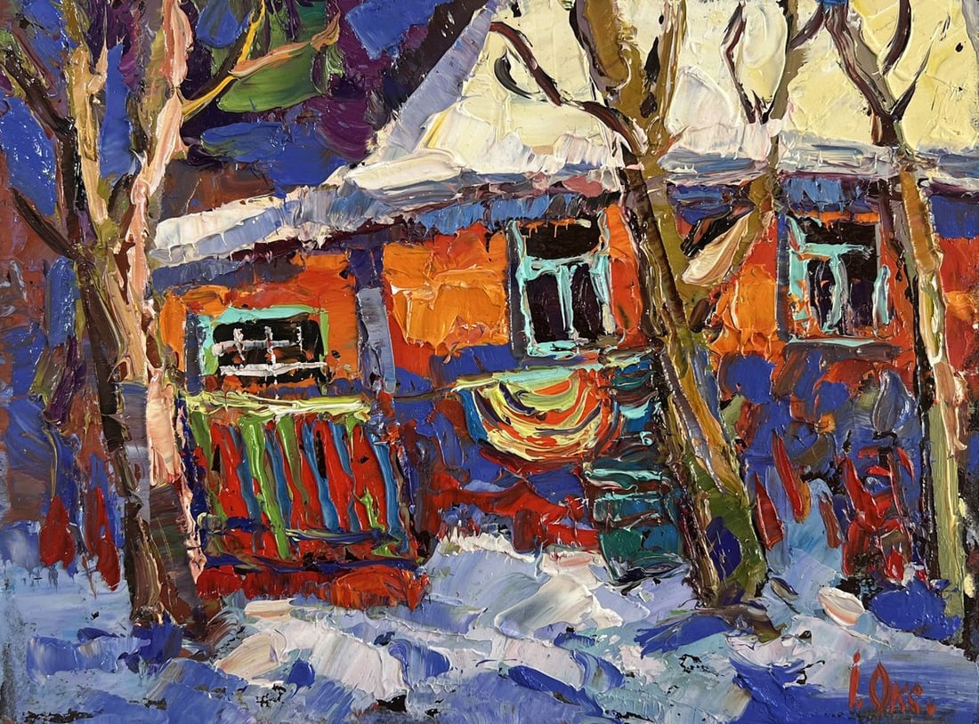 Oil painting The quiet beauty of a winter morning Oksana Kalenyuk - 3