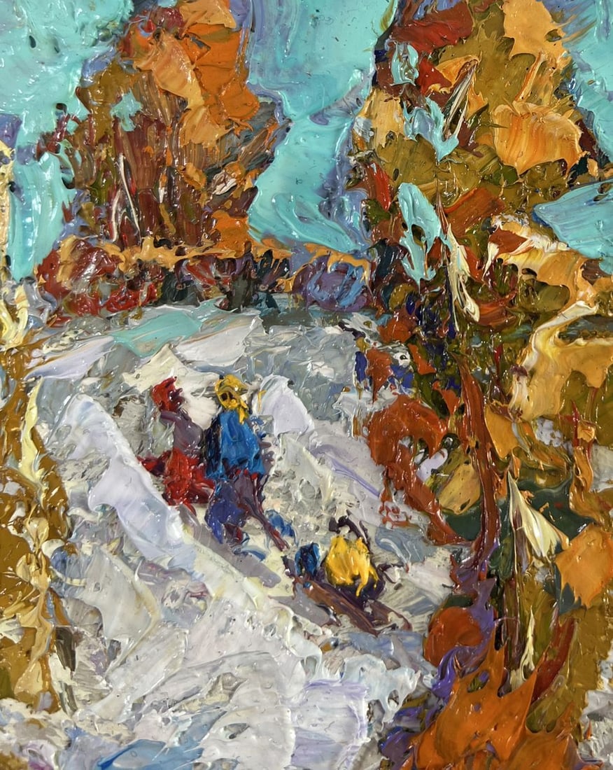 Oil painting The first snow fell Alex Kalenyuk - 4