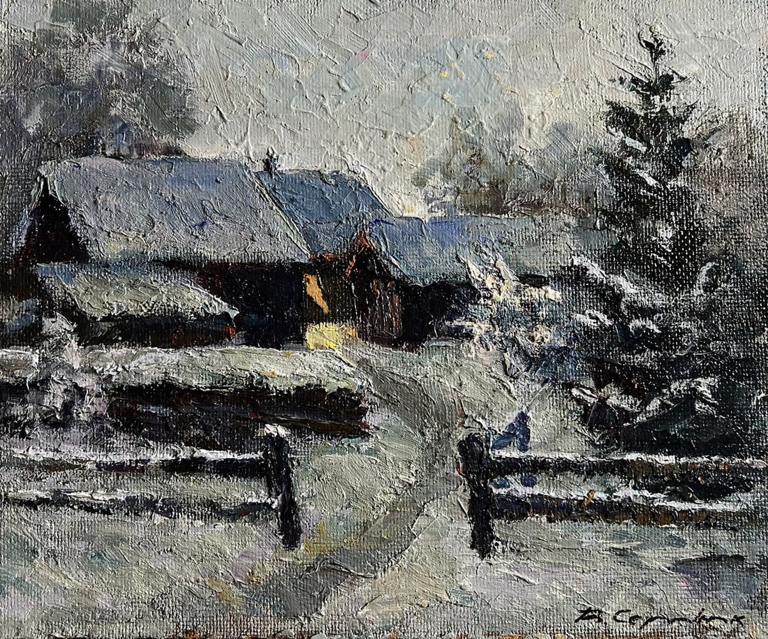 Oil painting Winter courtyard Boris Serdyuk - 3