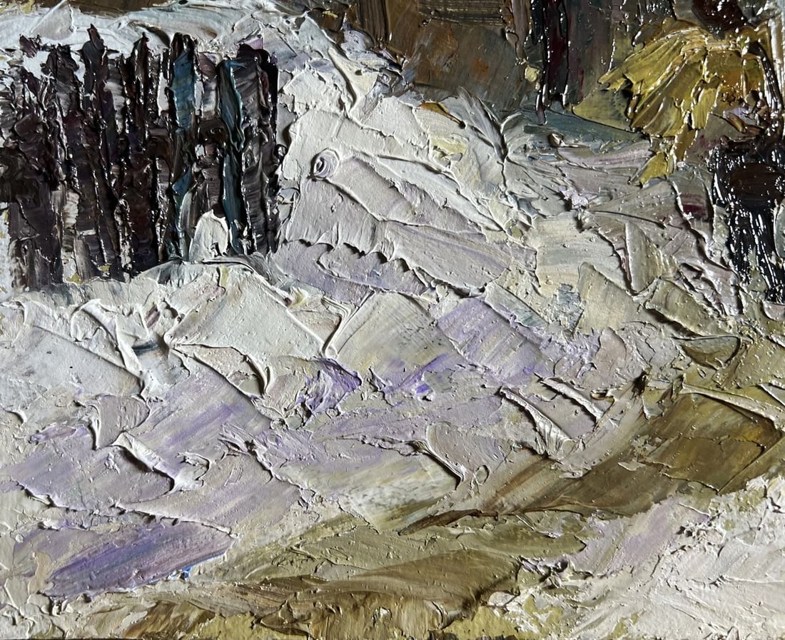 Oil painting Winter bustle in the yard Boris Serdyuk - 8