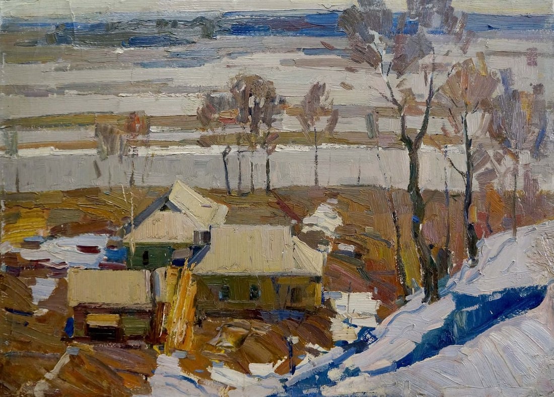 Oil painting Village landscape Lomykin Konstantin Matveevich (1 of 8)