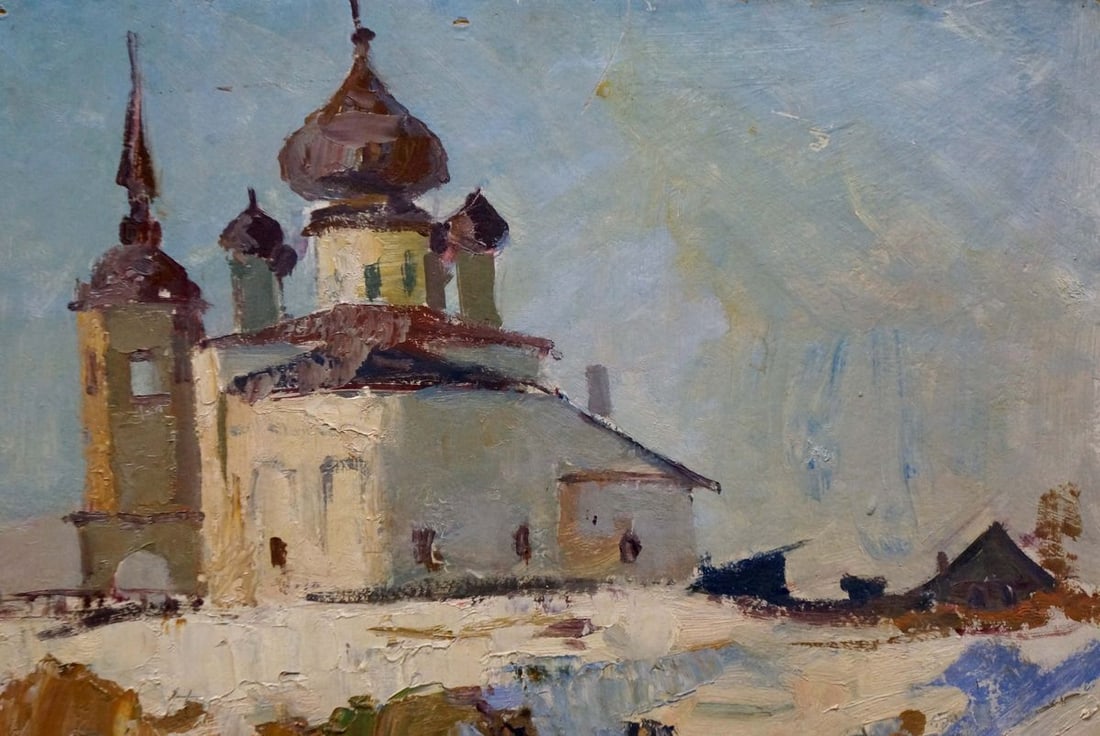 Oil painting Old church on the shore A. G. Gulyaev - 4