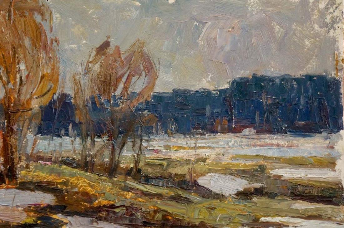 Oil painting Snow melts Sidorov Alexey Evdokimovich - 4