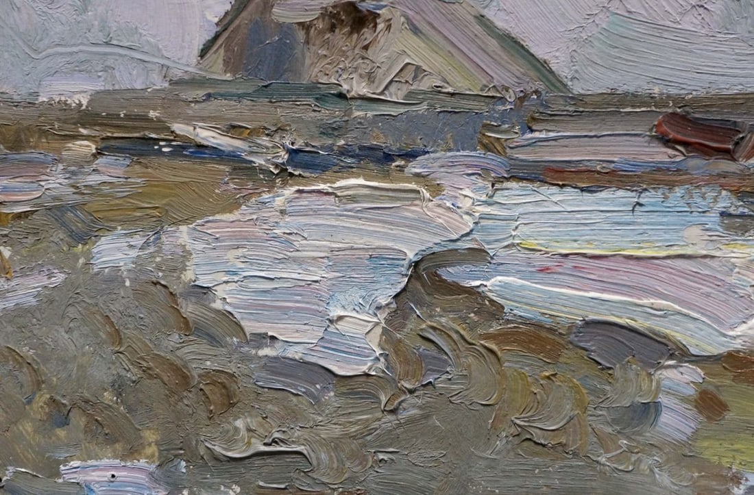 Oil painting Houses on the outskirts Sevastyanov Viktor Grigorievich - 2