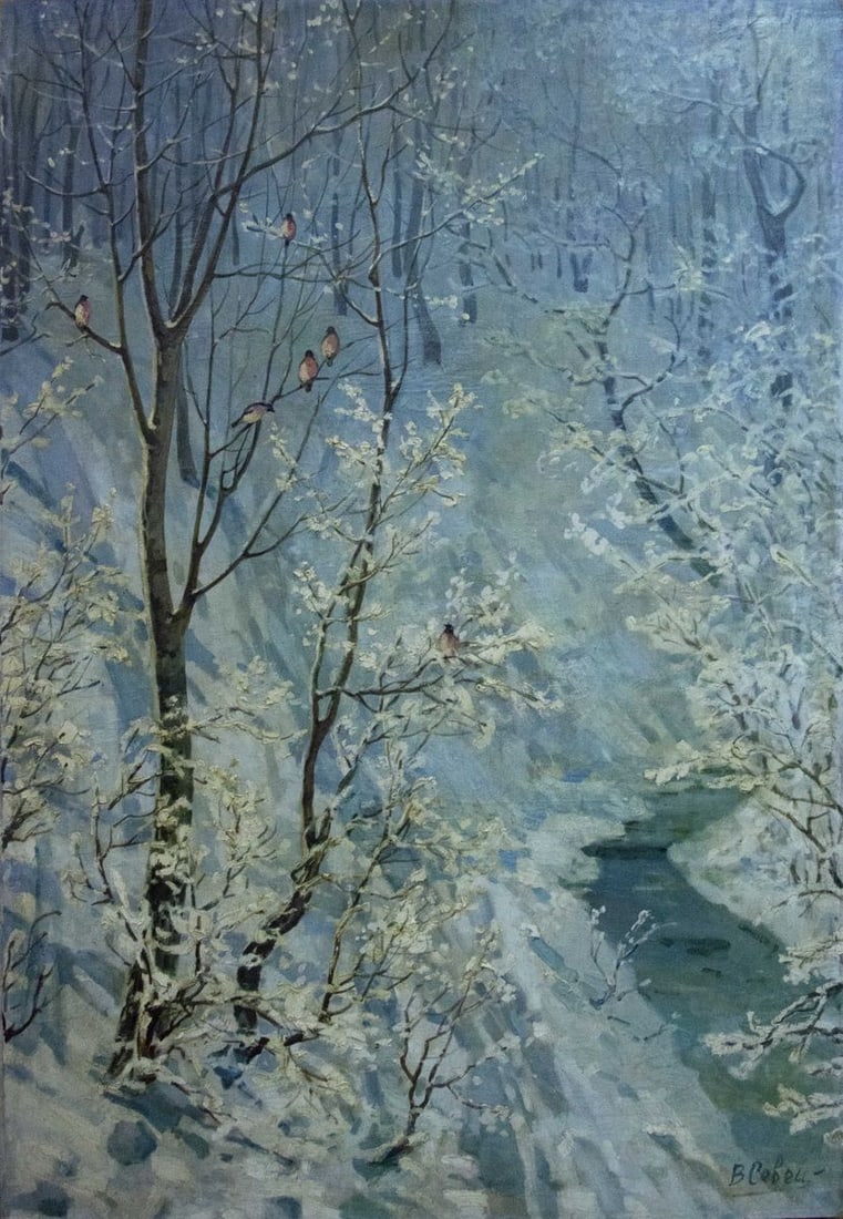 Oil painting Winter landscape Sevets Victor Stepanovich: Title: Oil painting Winter landscape Sevets Victor Stepanovich Description: NoVernd 42 *** ABOUT THIS PAINTING *** * TITLE: "Winter landscape" * ARTISTS: Sevets Victor Stepanovich * SIZE: 180x125 cm/'