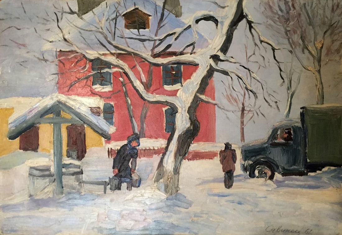 Oil painting Old house Savinets: Title: Oil painting Old house Savinets Description: NoGS 24 *** ABOUT THIS PAINTING *** * TITLE: "Old house" * ARTISTS: Savinets * SIZE: 33x48cm/'12,99x18,89 inches' * MEDIUM: oil, cardboard * HAND