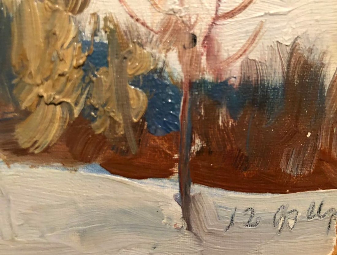 Oil painting Winter landscape - 4