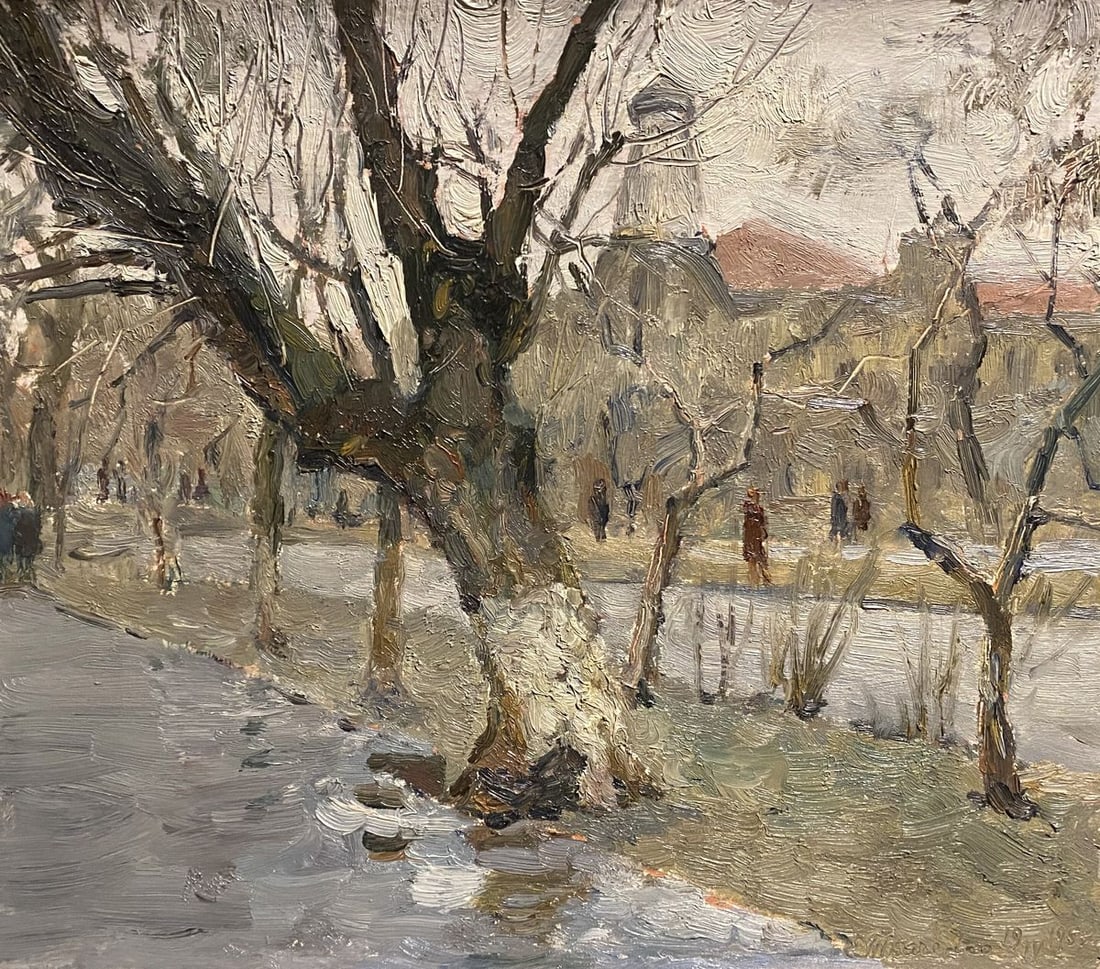 Oil painting Gray day Evgeniy Tkachenko: Title: Oil painting Gray day Evgeniy Tkachenko Description: NoGS 428*** ABOUT THIS PAINTING **** TITLE: "Gray day"* ARTISTS: Evgeniy Tkachenko* SIZE: 31x36.5 cm/'12.20x14.37 inches'* MEDIUM: oil,