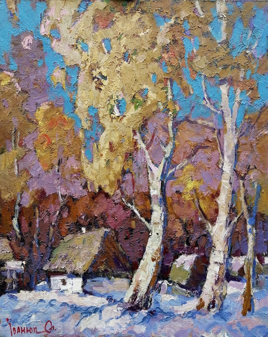 Oil painting First snow Kalenyuk Alex: Title: Oil painting First snow Kalenyuk Alex Description: NoKalen 88 *** ABOUT THIS PAINTING *** * TITLE: "First snow" * ARTISTS: Kalenyuk Alex * SIZE: 100x80 cm/'39.37x31.49 inches' * MEDIUM: oil,