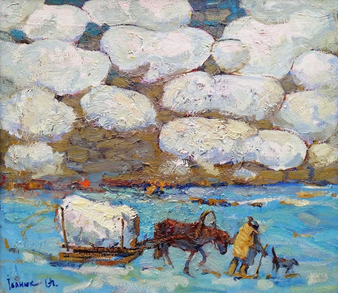 Oil painting Covered with snow Kalenyuk Alex: Title: Oil painting Covered with snow Kalenyuk Alex Description: NoKalen 95 *** ABOUT THIS PAINTING *** * TITLE: "Covered with snow" * ARTISTS: Kalenyuk Alex * SIZE: 80x90 cm/'31.49x35.43 inches' *