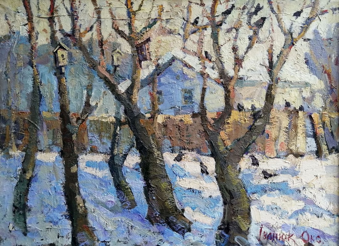 Oil painting Last snow Kalenyuk Oksana: Title: Oil painting Last snow Kalenyuk Oksana Description: NoKalen 196 *** ABOUT THIS PAINTING *** * TITLE: "Last snow" * ARTISTS: Kalenyuk Oksana * SIZE: 60x80 cm/'23.62x31.49 inches' * MEDIUM: oil, 