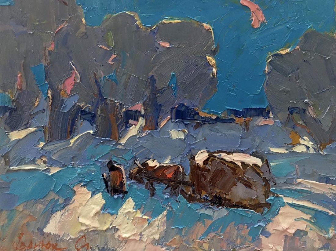 Oil painting Winter evening Kalenyuk Alex (1 of 6)