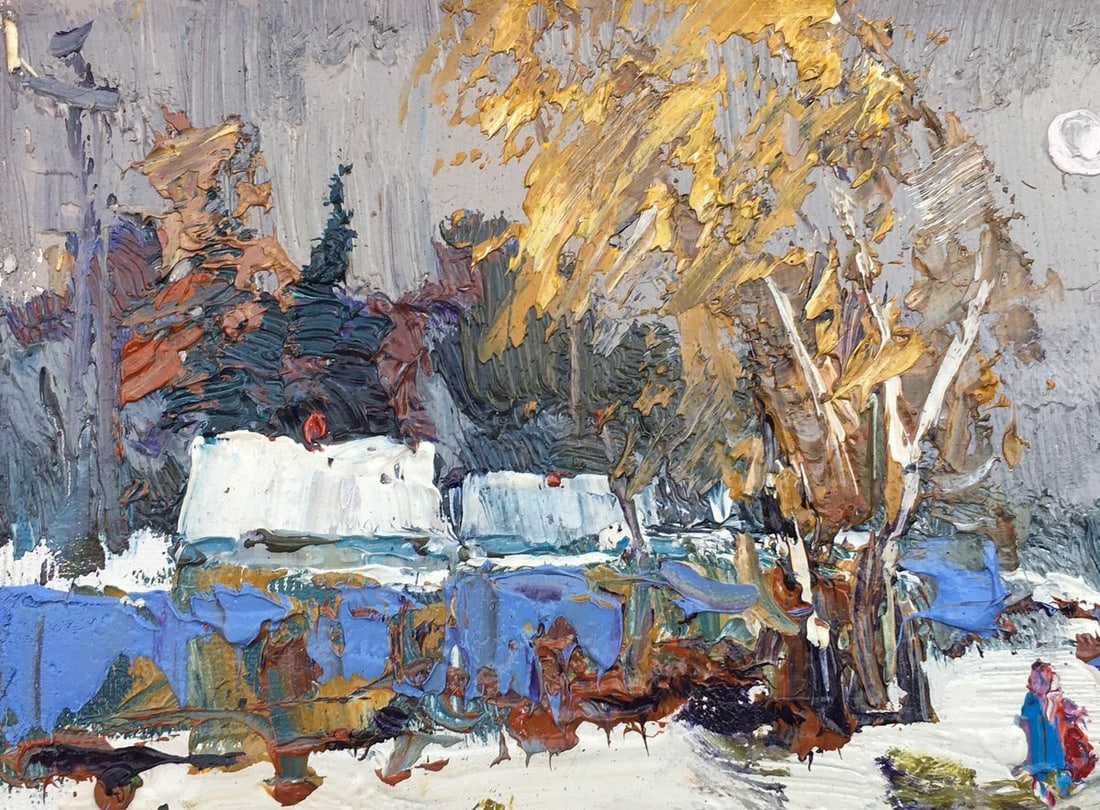 Oil painting Street in the snow Kalenyuk Alex - 4
