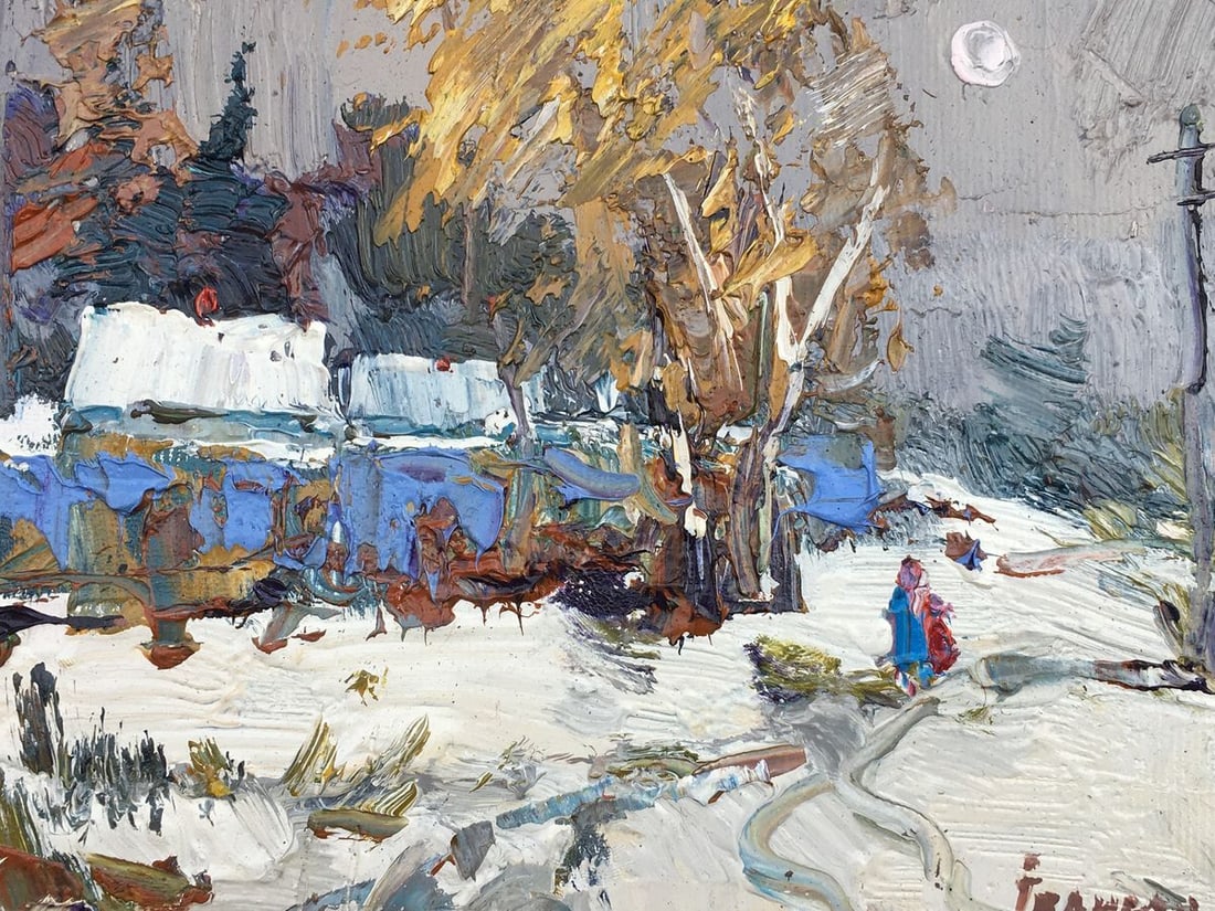 Oil painting Street in the snow Kalenyuk Alex - 8