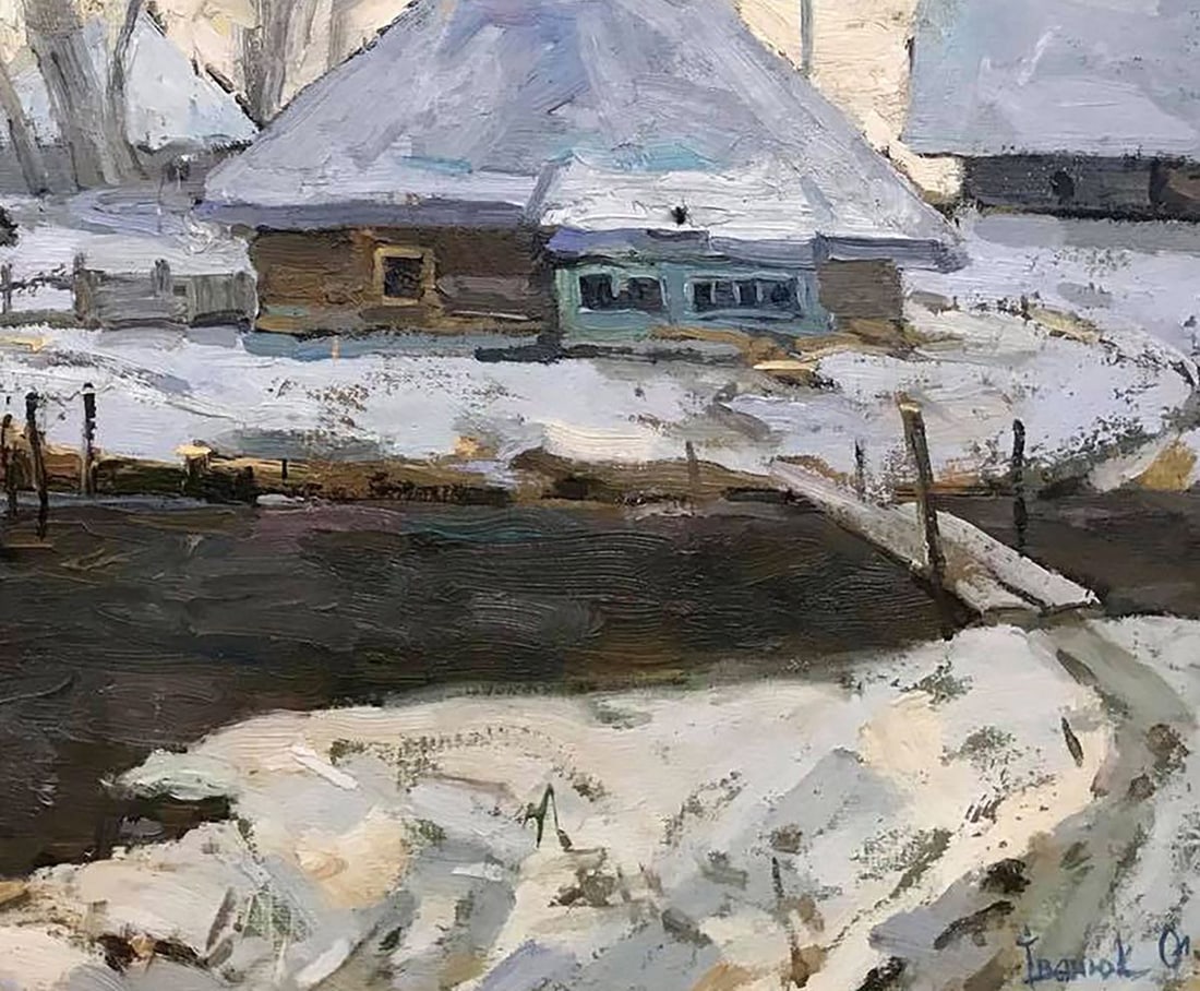 Oil painting Evening winter landscape Kalenyuk Alex - 5