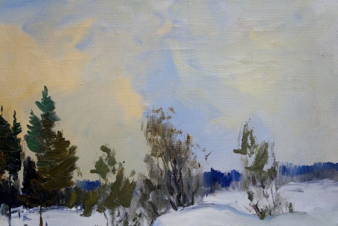 Oil painting Winter landscape - 4