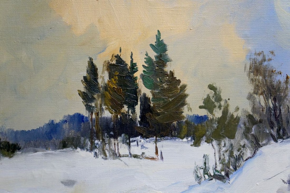 Oil painting Winter landscape - 6