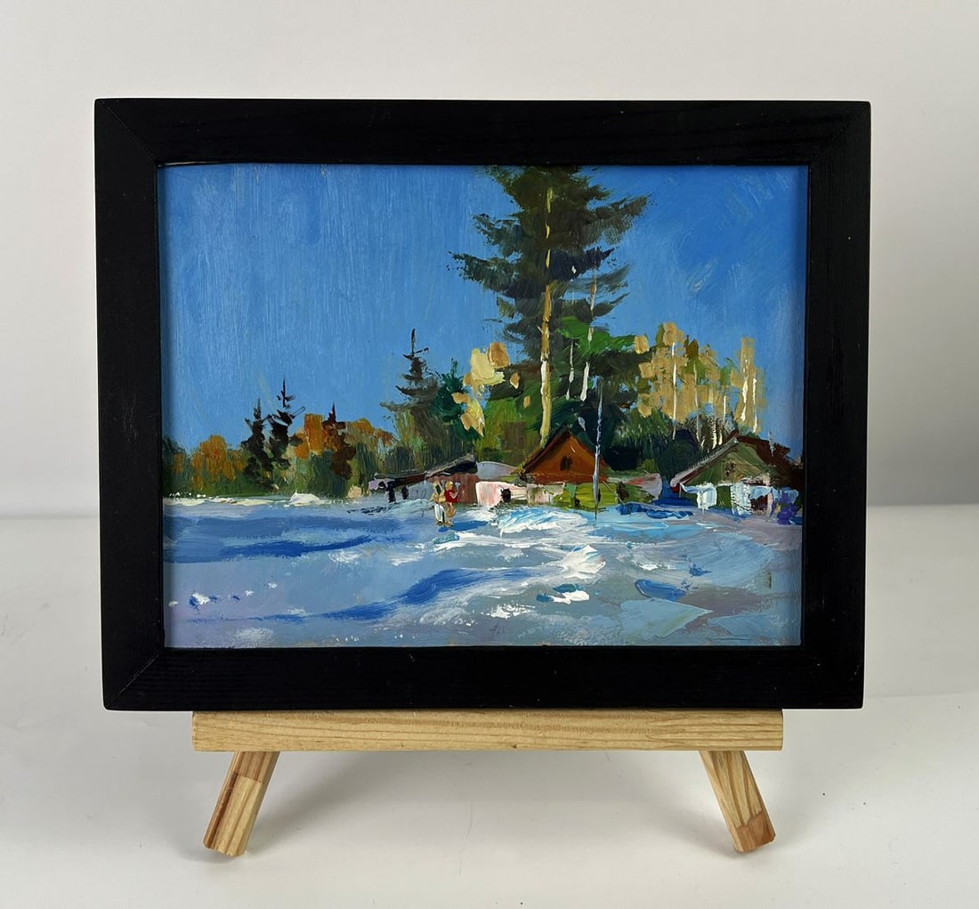 Oil painting Snow Village Among the Forest Yuriy Suprunchuk: Title: Oil painting Snow Village Among the Forest Yuriy Suprunchuk Description: NoAAA6341*** ABOUT THIS PAINTING **** TITLE: "Snow Village Among the Forest"* ARTISTS: Yuriy Suprunchuk* SIZE: 15x20