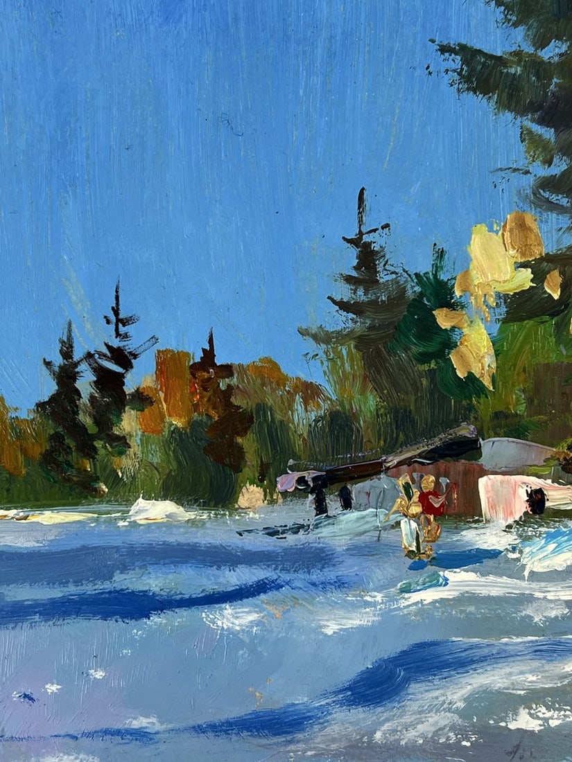 Oil painting Snow Village Among the Forest Yuriy Suprunchuk - 5