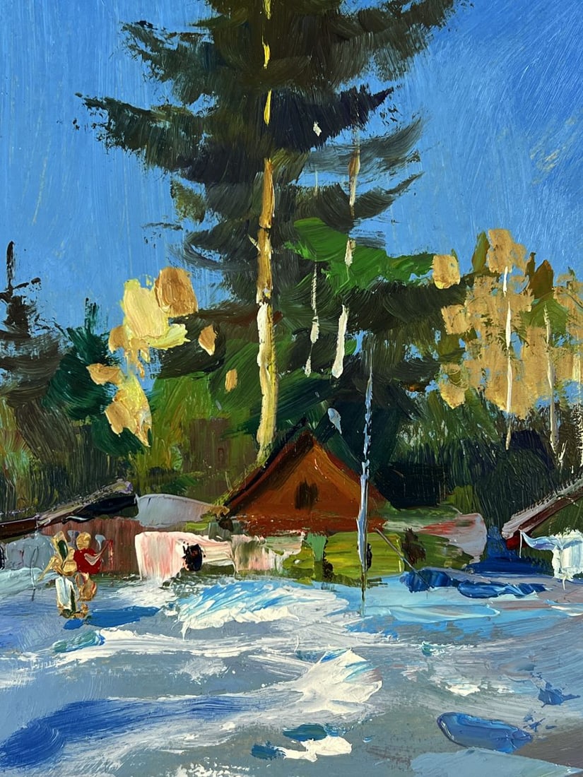 Oil painting Snow Village Among the Forest Yuriy Suprunchuk - 7