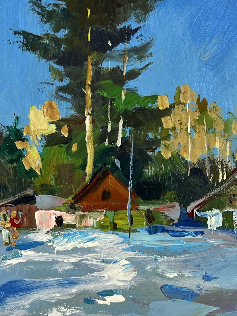Oil painting Snow Village Among the Forest Yuriy Suprunchuk - 8