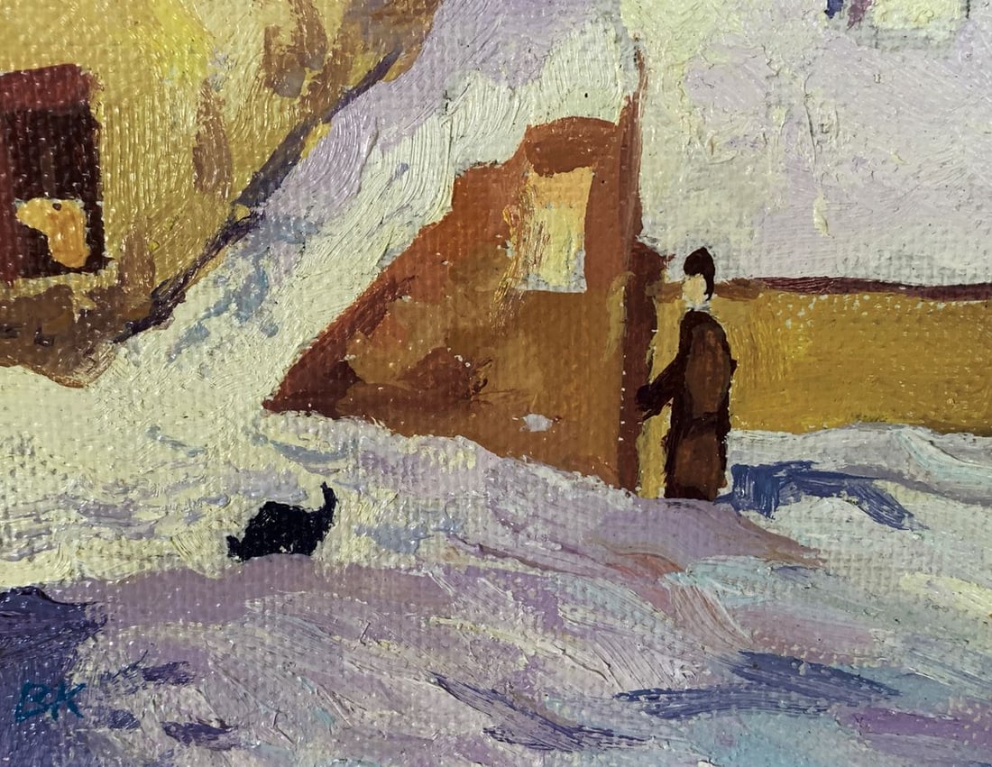 Oil painting Winter daytime city Unknown artist - 3
