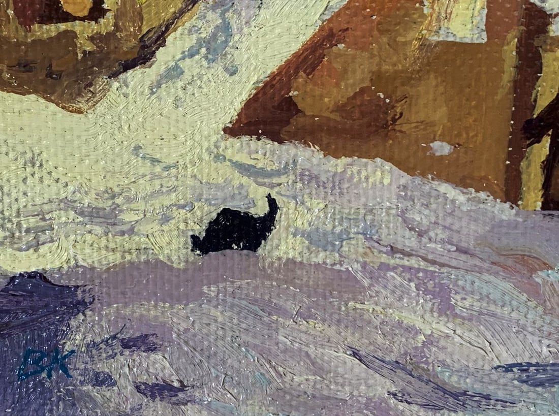 Oil painting Winter daytime city Unknown artist - 8