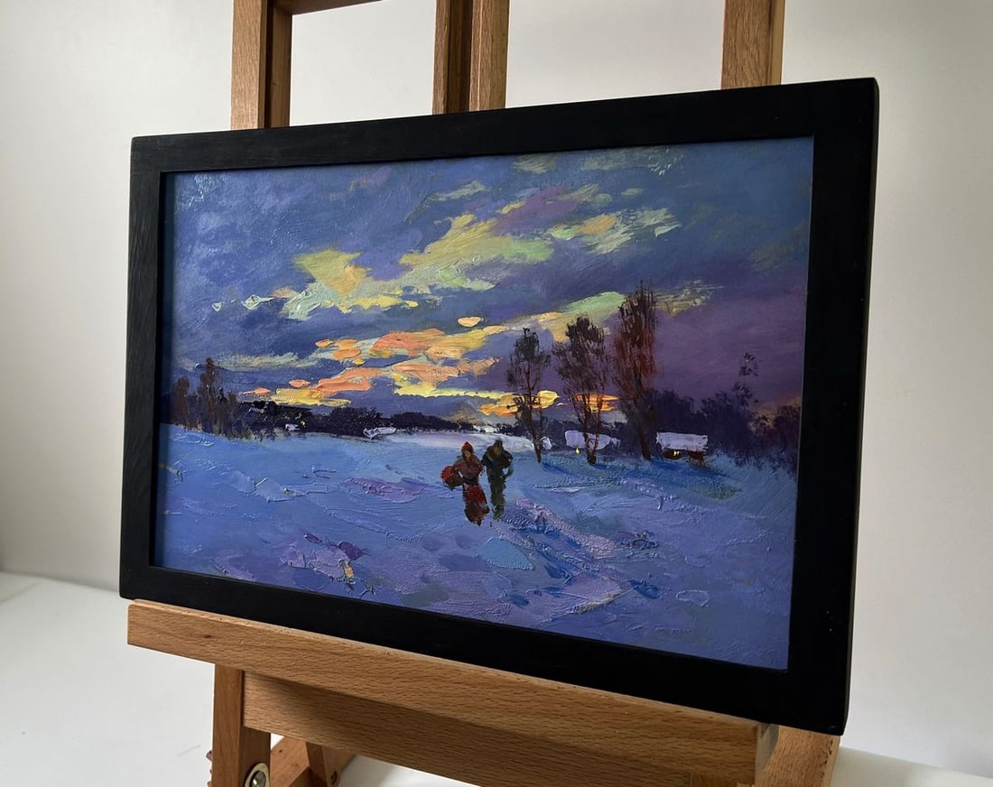 Oil painting Winter sunset Yuriy Suprunchuk - 2