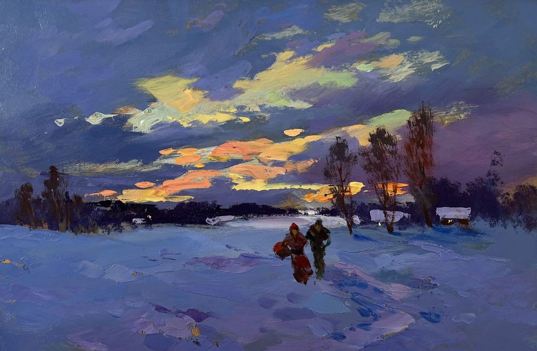 Oil painting Winter sunset Yuriy Suprunchuk - 3