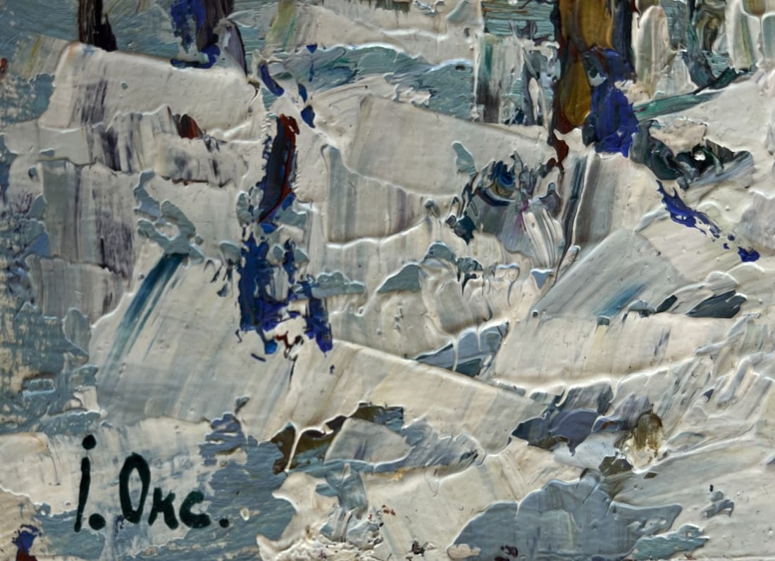 Oil painting Children are making a snowman Oksana Kalenyuk - 7