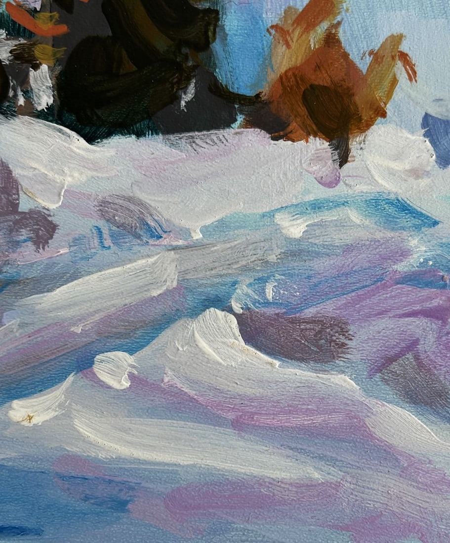 Acrylic painting Path in the winter forest Mykhailo Patskan - 8