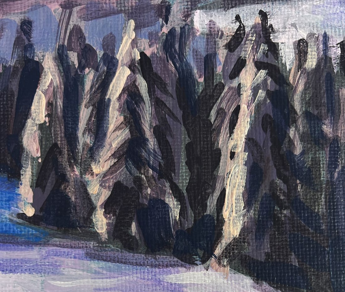 Acrylic painting Snowfall over mountain forest Mykhailo Patskan - 8
