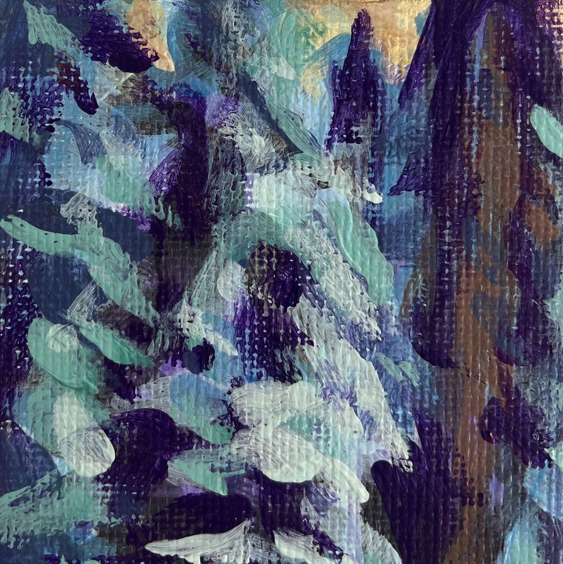 Acrylic painting Winter evening in the forest Mykhailo Patskan - 6