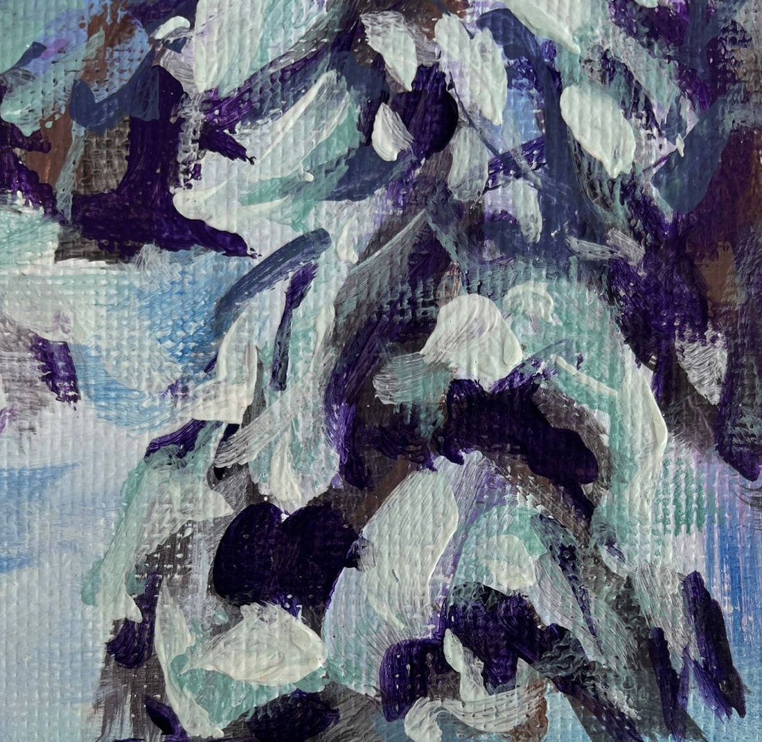 Acrylic painting Winter evening in the forest Mykhailo Patskan - 8
