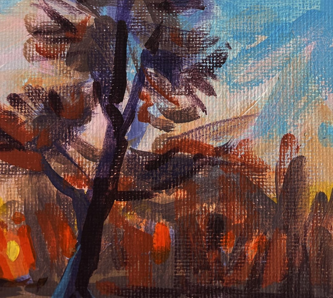 Acrylic painting Road in a snowy forest Mykhailo Patskan - 4