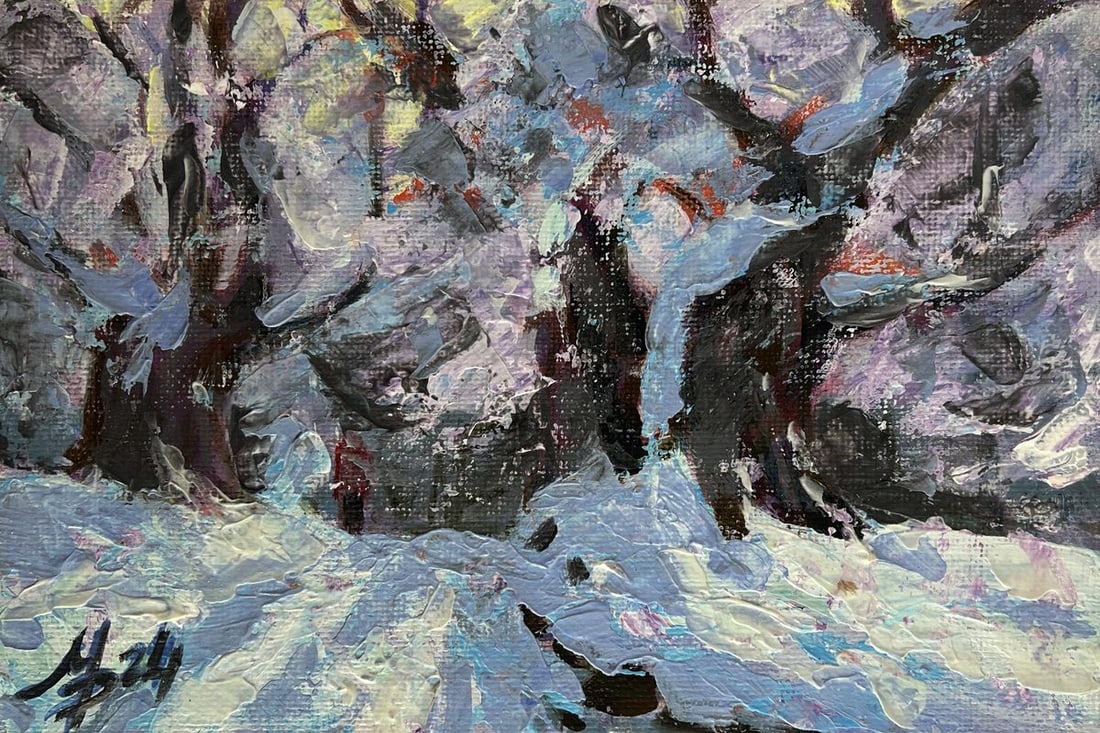 Acrylic painting Winter fairy tale in the forest Mykhailo Patskan - 3