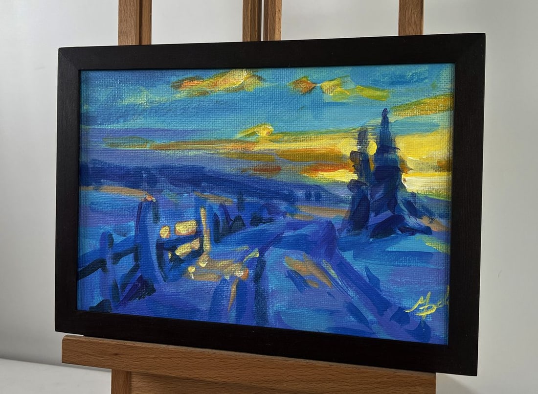 Acrylic painting Morning winter sun Mykhailo Patskan - 2